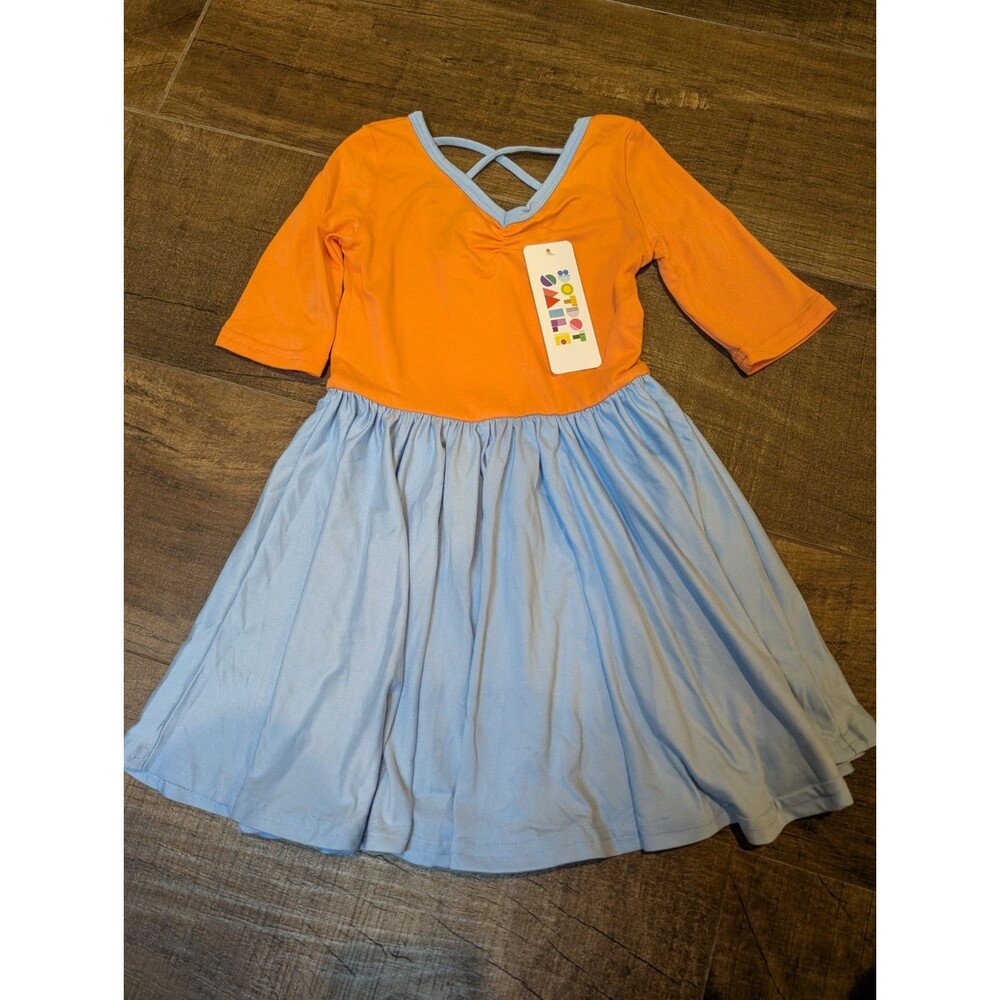 Dot Dot Smile Girl Ballerina Skater Dress 3-4 NWT Short Sleeve Tangerine Blue